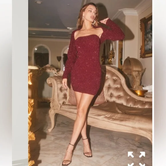 💃🏽🆕 NWT ASTR the Label TAMARA SHRUG AND MINI SWEATER DRESS - Wine - Size M - Picture 3 of 13